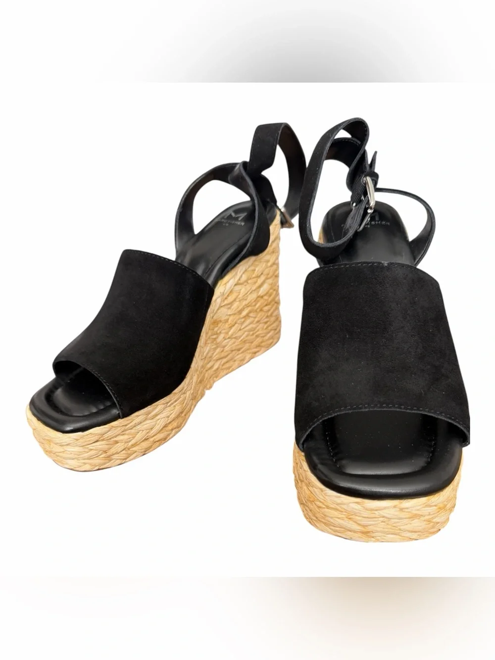 Marc Fisher Black Espadrille Wedges with Ankle Strap
